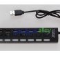USB 2.0 High Speed 7-Port HUB with Independent Switch Power Adapter Included Blk for Windows 7