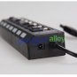 USB 2.0 High Speed 7-Port HUB with Independent Switch Power Adapter Included Blk for Windows 7