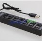 USB 2.0 High Speed 7-Port HUB with Independent Switch AC Power Adapter Included Blk for Linux