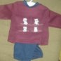 18 Months pants set burgundy and navy fleece