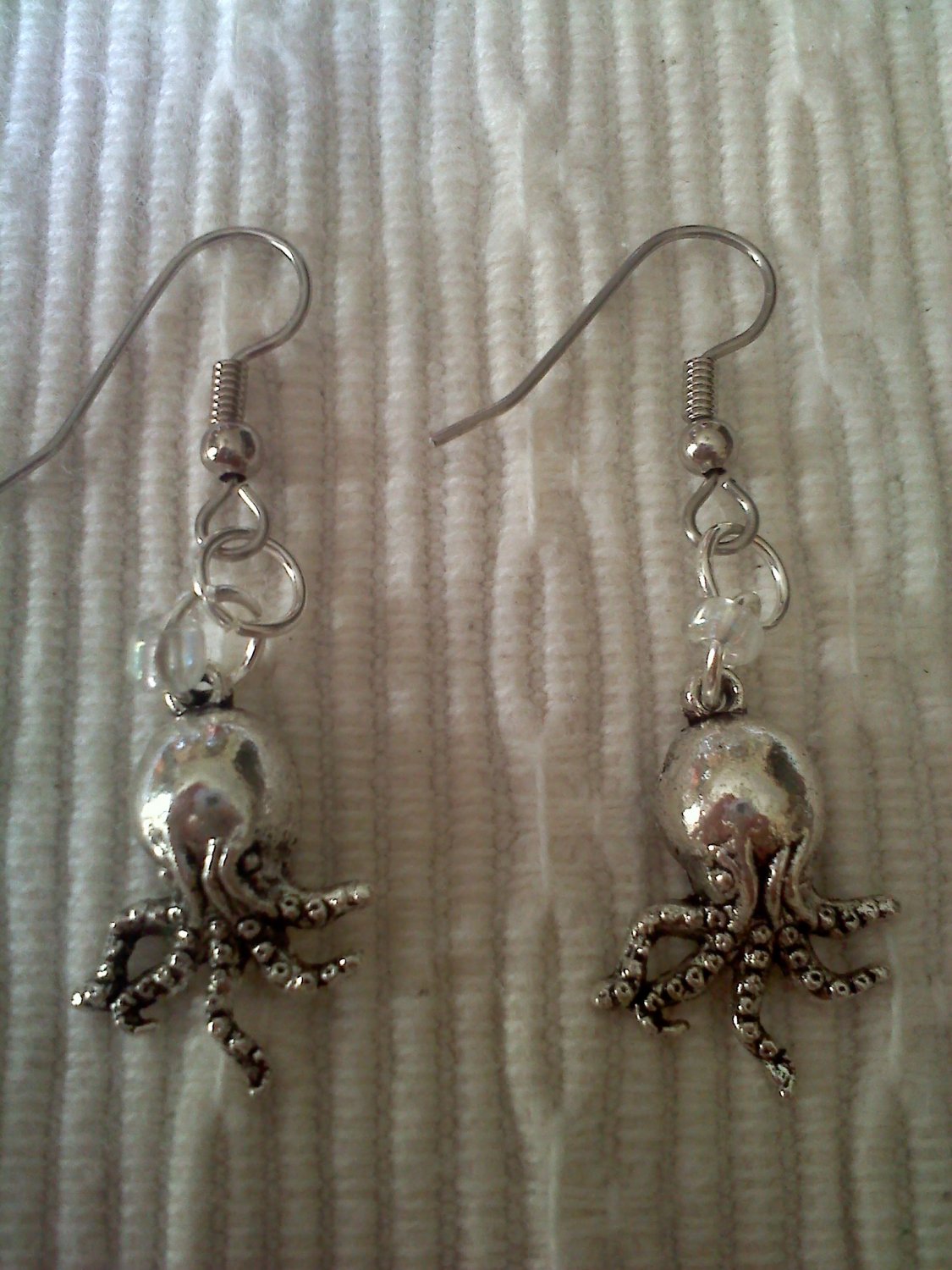 Silver Squid Ear Rings