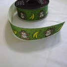 Adorable Monkey with Bananas Ribbon 7/8" - 1 Yard
