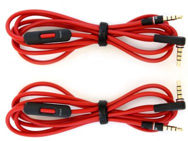 Pair Replacement Mic Volume Control Cables 3.5mm Cords Dr. Dre Beats Headphones