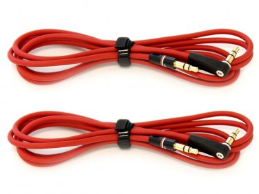 Pair Monster Replacement L Plug Audio Cable 4 ft 3.5mm Beats Dr. Dre Headphones
