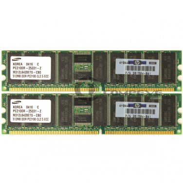 HP 1GB (2x 512MB) PC2100 CL2.5 ECC 184-pin DIMM Memory Module 261584-041 Samsung