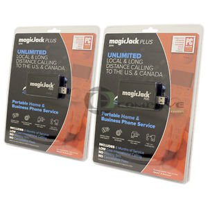 Pair 2pcs. of MagicJack PLUS 2014 VoIP WiFi USB Includes 6 Months FREE Service