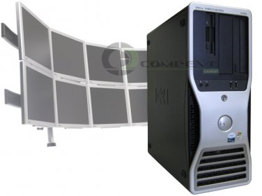 Dell 490 4 Core 2.33GHz 4GB RAM Win 7 128GB SSD - 8 Monitor Support Workstation
