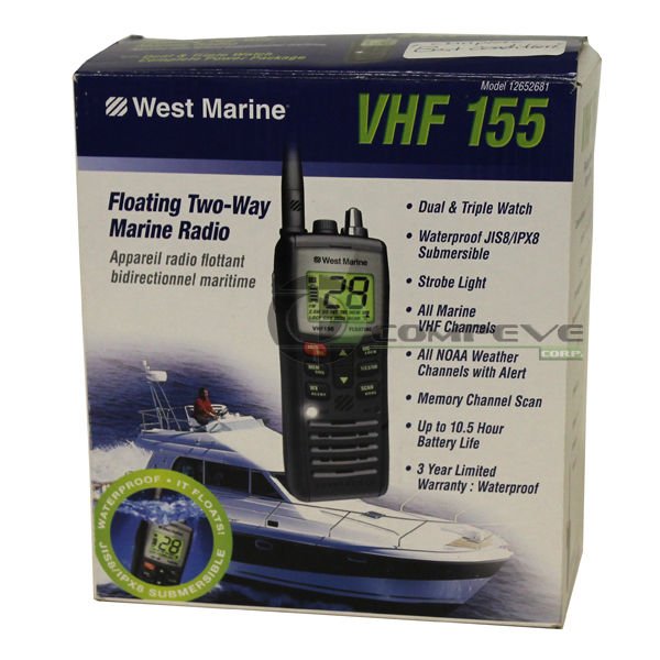 WEST MARINE VHF155N Floating TwoWay Marine Radio NOAA JIS8/IPX8 12652681