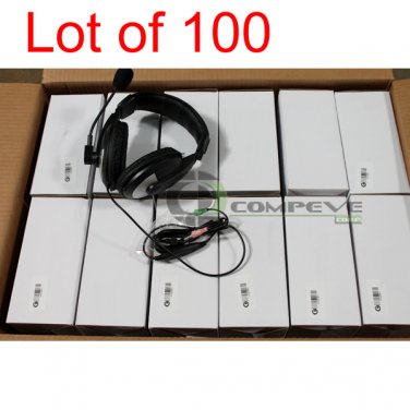 Lot 100 HP Synchrotech Over the Ear Stereo Headphones Microphone Web Chat Skype