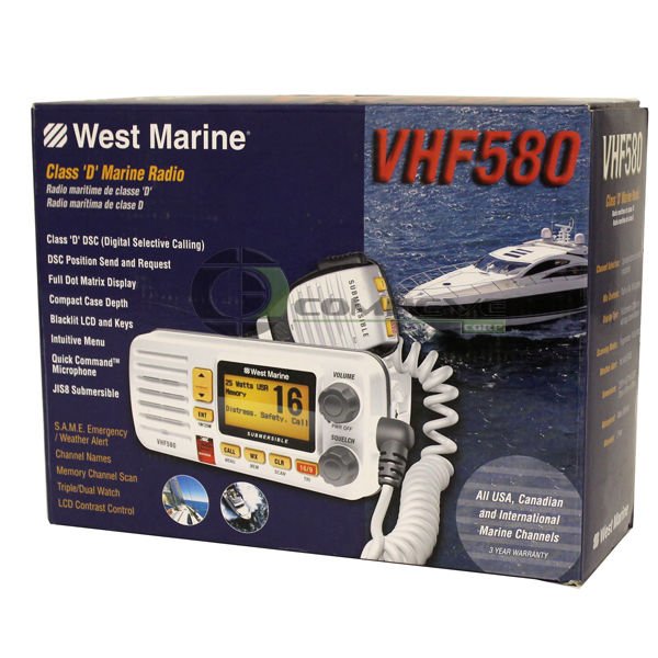 West Marine VHF580 Fixed Mount VHF Radio Class D DSC Position JIS8 13790837