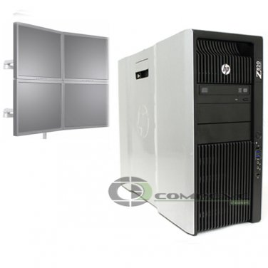 HP  Z820 4 Monitor Trading Computer 2x E5-2640 2.5 GHz 2x250GB HDD NVS 510