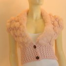 Pink Knitted Vest with Fur Trim