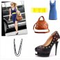 New Black Rivet  5.1" high heels Pump shoes US7.5