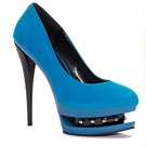 New Blue Rivet  5.1" high heels Pump shoes US6.5