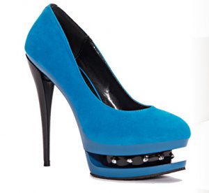 New Blue Rivet  5.1" high heels Pump shoes US6.5