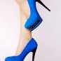 New Blue Rivet  5.1" high heels Pump shoes US6.5