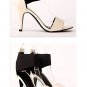 White Black Open toe 3.5" heels shoes US6.5