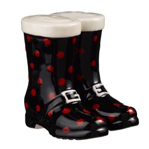 Magnetic Black with Red Polka Dot Boot Shoe Salt and Pepper