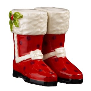 Magnetic Red Christmas Boot Shoe With Black Polka Dot Salt and Pepper