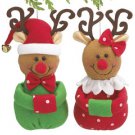 Mr & Mrs Reindeer Man shaped reindeer Christmas Tree Plush Ornaments (2 pcs)