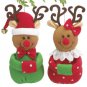 Mr & Mrs Reindeer Man shaped reindeer Christmas Tree Plush Ornaments (2 pcs)