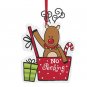 No Peeking Reindeer hand painted wooden ornament with wire antlers