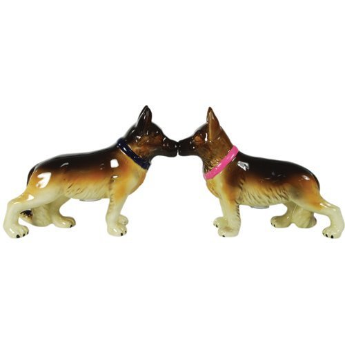 Mwah Magnetic German Shepherds Dog Couple Kissing Salt and Pepper Shaker