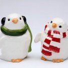 Snow White Penguin Couple Wearing Scarf Salt and Pepper