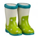 Green Polka Dot Jumper Rainboot Shoe Salt and Pepper