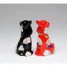 Black and Red Poker Dog Couple Salt and Pepper