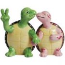 Peace Turtle - Green and Pink Turtle Couple Holding Hand Salt and Pepper