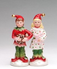 Festive Multi Colored Sugar Plum Elves Salt and Pepper
