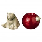 Winter Wilderness Stackable White Polar Bear and Red Ornament Salt and Pepper