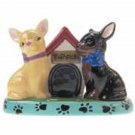 MWAH Chihuahua Dog Salt and Pepper and Dog House Shape Toothpick Holder Set