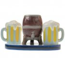 MWAH Beer Mugs Salt and Pepper and Beer Keg Shape Toothpick Holder Set