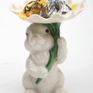Porcelain Bunny Rabbit Candle or Candy Holder Figurine Home Decor