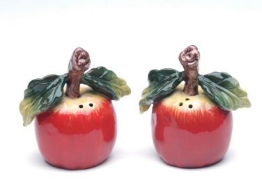 Red Apple With Stem and Leaf Salt and Pepper
