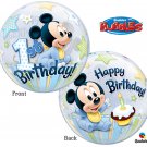 Disney Mickey Mouse 1st Happy Birthday 22" Bubble Balloon Party Supply