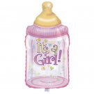 It's A Baby Girl! Baby Bottle Shaped 34" Foil Balloon Party Supply