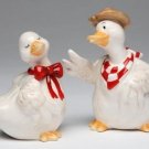 Barn Yard Duck Couple wearing Scarf and Bow Salt and Pepper