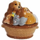 Disney The Lady & the Tramp Lady & Puppies in a Basket Salt Pepper Kitchen Ware