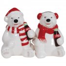 Coca Cola Christmas Holiday Polar Bears Salt and Pepper Shaker Set Kitchen Ware