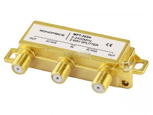 PREMIUM 2 way Coax Cable Splitter F type Screw - 5~2400 MHz (for Video VCR Cable TV antenna)