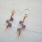 Copper earrings with Swarovski Crystal and Sterling Silver-Amethyst