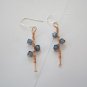 Sparkling Copper Earrings with Denim color Swarovski crystal-sterling silver ear wire