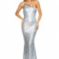SILVER TRIPLE STRAP ONE SHOULDER SEQUIN GOWN