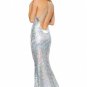 SILVER TRIPLE STRAP ONE SHOULDER SEQUIN GOWN