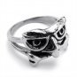 Owl Mask Style Human Bones Titanium Men's Silver Ring