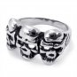 Men's Titanium Steel 3 Skull Silver Guy's Jewelry Ring