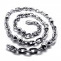 Men's Oval Titanium Chain Necklace Jewelry Silver Steel